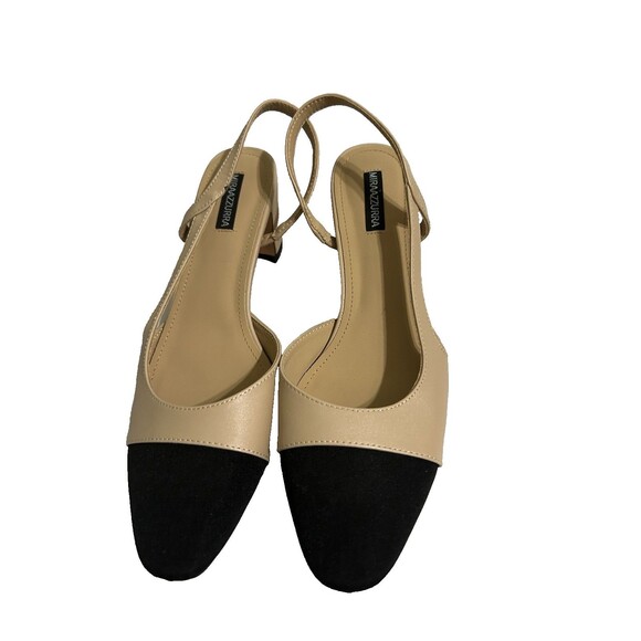 MIRAAZZURRA Shoes - MIRAAZZURRA Women Sling Back Pumps Chunky Heels Round Toe Casual 2 Tone 9.5